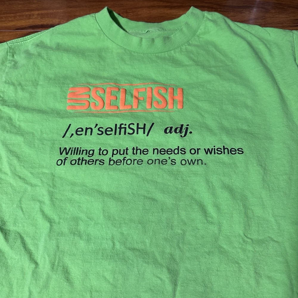 Vintage Selfish Yellow Graphic T Shirt Size XL 90s - Picture 2 of 4